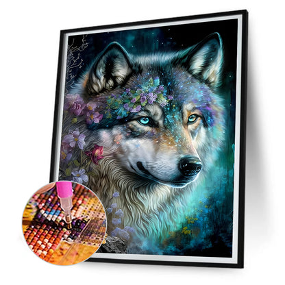 Flower Wolf - Full Round Drill Diamond Painting 30*40CM