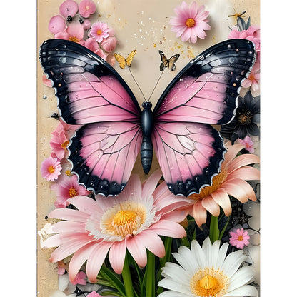 Flower Butterfly - Full Round Drill Diamond Painting 30*40CM
