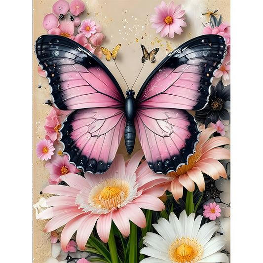 Flower Butterfly - Full Round Drill Diamond Painting 30*40CM
