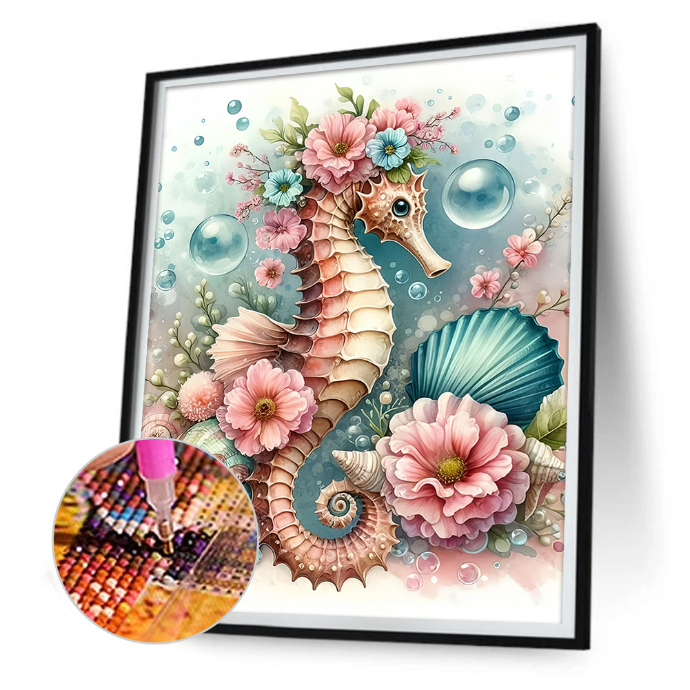 Flower Seahorse - Full Round Drill Diamond Painting 30*40CM