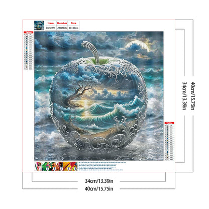 Crystal Apple On Seaside - Full Round Drill Diamond Painting 40*40CM