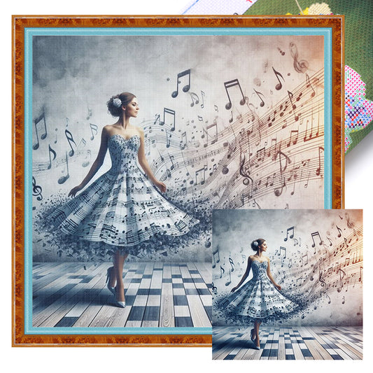 Score Skirt Girl - 11CT Stamped Cross Stitch 50*50CM