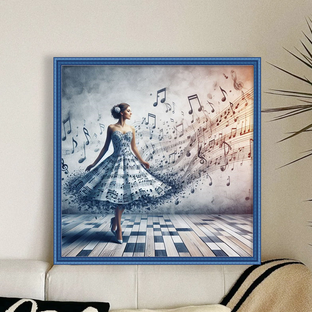 Score Skirt Girl - 11CT Stamped Cross Stitch 50*50CM