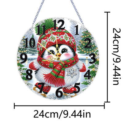 2D Flat DIY Xmas Diamond Painting Ornament with Clock Function Creative Craft
