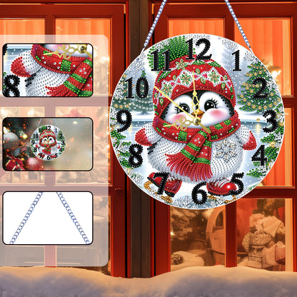 2D Flat DIY Xmas Diamond Painting Ornament with Clock Function Creative Craft
