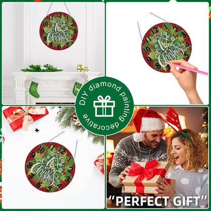 2D Flat DIY Xmas Diamond Painting Ornament with Clock Function Creative Craft