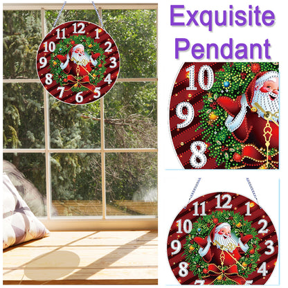 2D Flat DIY Xmas Diamond Painting Ornament with Clock Function Creative Craft
