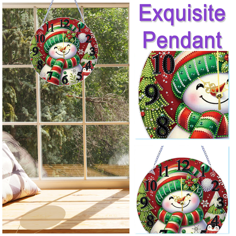 2D Flat DIY Xmas Diamond Painting Ornament with Clock Function Creative Craft