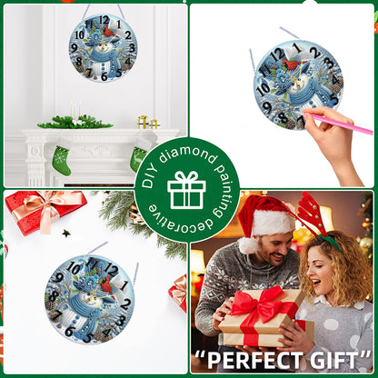 2D Flat DIY Xmas Diamond Painting Ornament with Clock Function Creative Craft