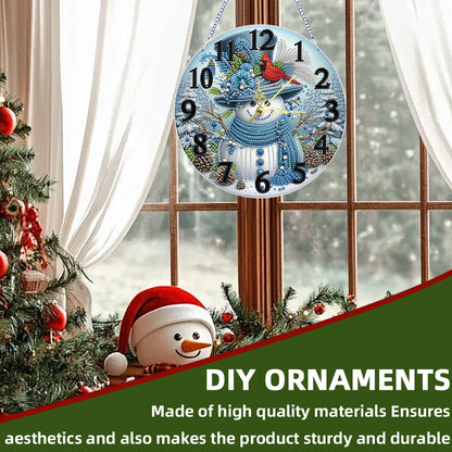 2D Flat DIY Xmas Diamond Painting Ornament with Clock Function Creative Craft