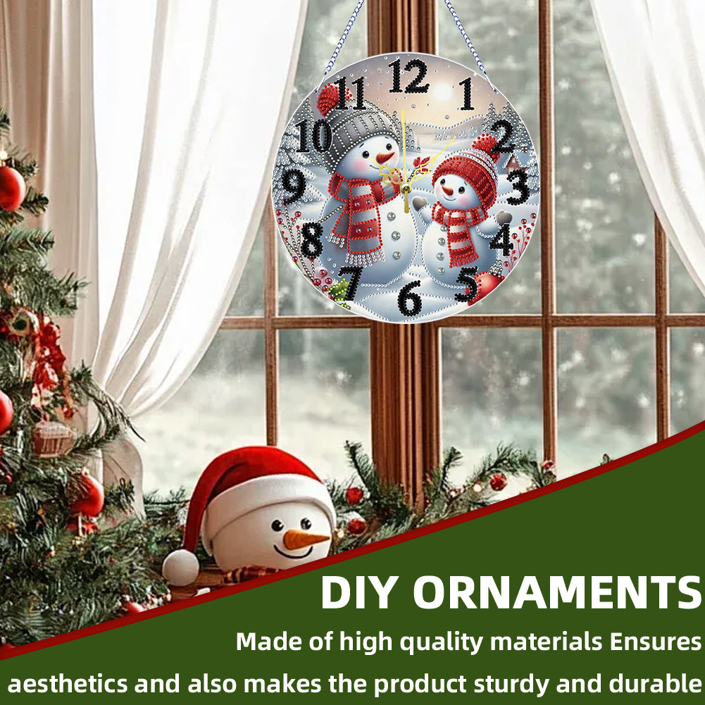 2D Flat DIY Xmas Diamond Painting Ornament with Clock Function Creative Craft