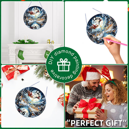 2D Flat DIY Xmas Diamond Painting Ornament with Clock Function Creative Craft