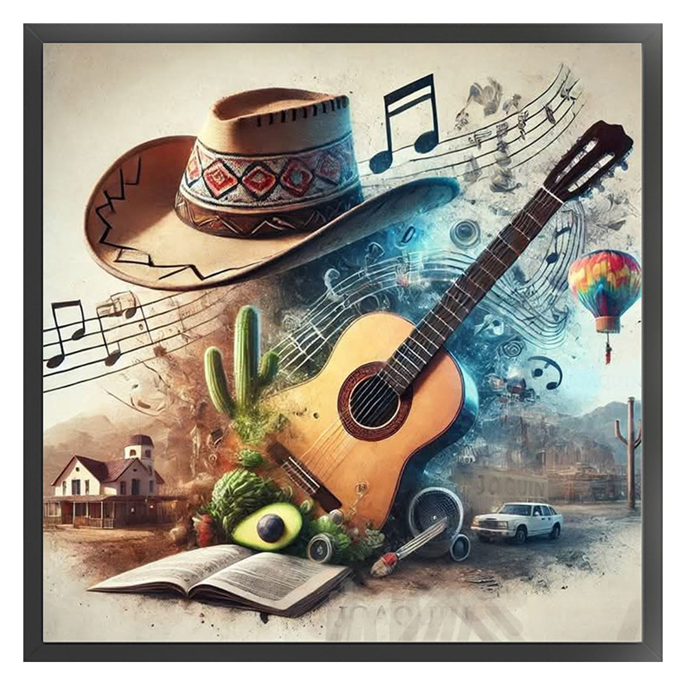 Guitar Hat - 11CT Stamped Cross Stitch 50*50CM
