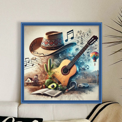 Guitar Hat - 11CT Stamped Cross Stitch 50*50CM