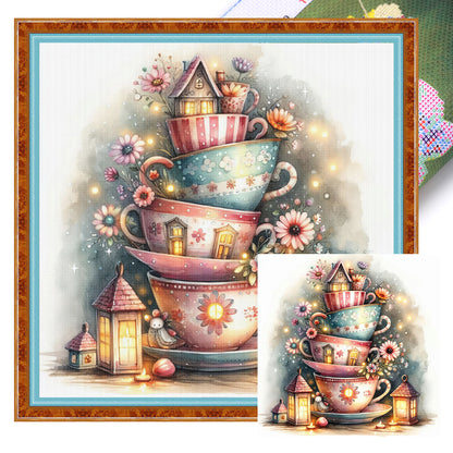 Cup Flower - 11CT Stamped Cross Stitch 45*45CM