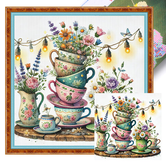 Cup Vase - 11CT Stamped Cross Stitch 45*45CM
