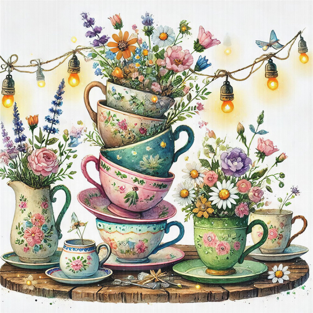 Cup Vase - 11CT Stamped Cross Stitch 45*45CM