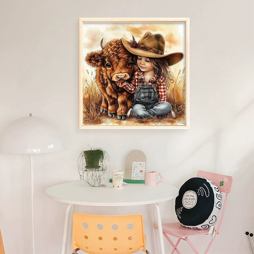 Yak And Girl - 11CT Stamped Cross Stitch 40*40CM