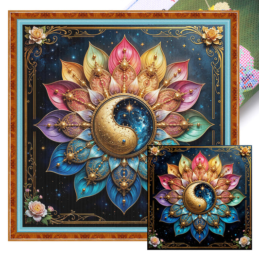 Tai Chi Lotus - 11CT Stamped Cross Stitch 50*50CM
