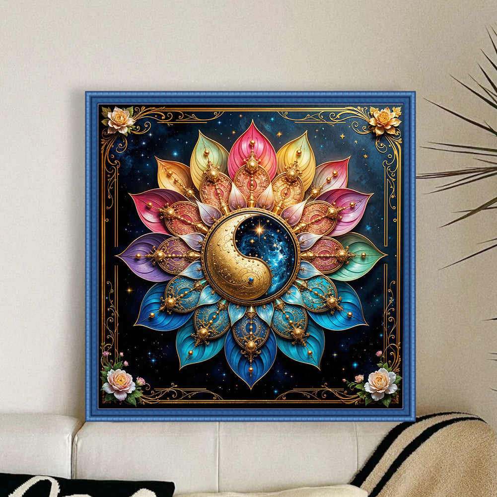 Tai Chi Lotus - 11CT Stamped Cross Stitch 50*50CM