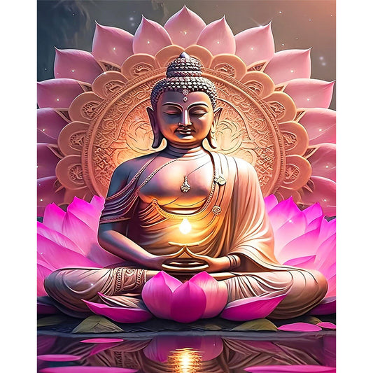 Lotus Buddha - 11CT Stamped Cross Stitch 40*50CM
