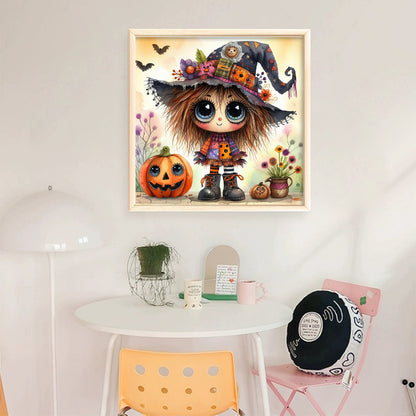 Cute Halloween Witch - 11CT Stamped Cross Stitch 40*40CM