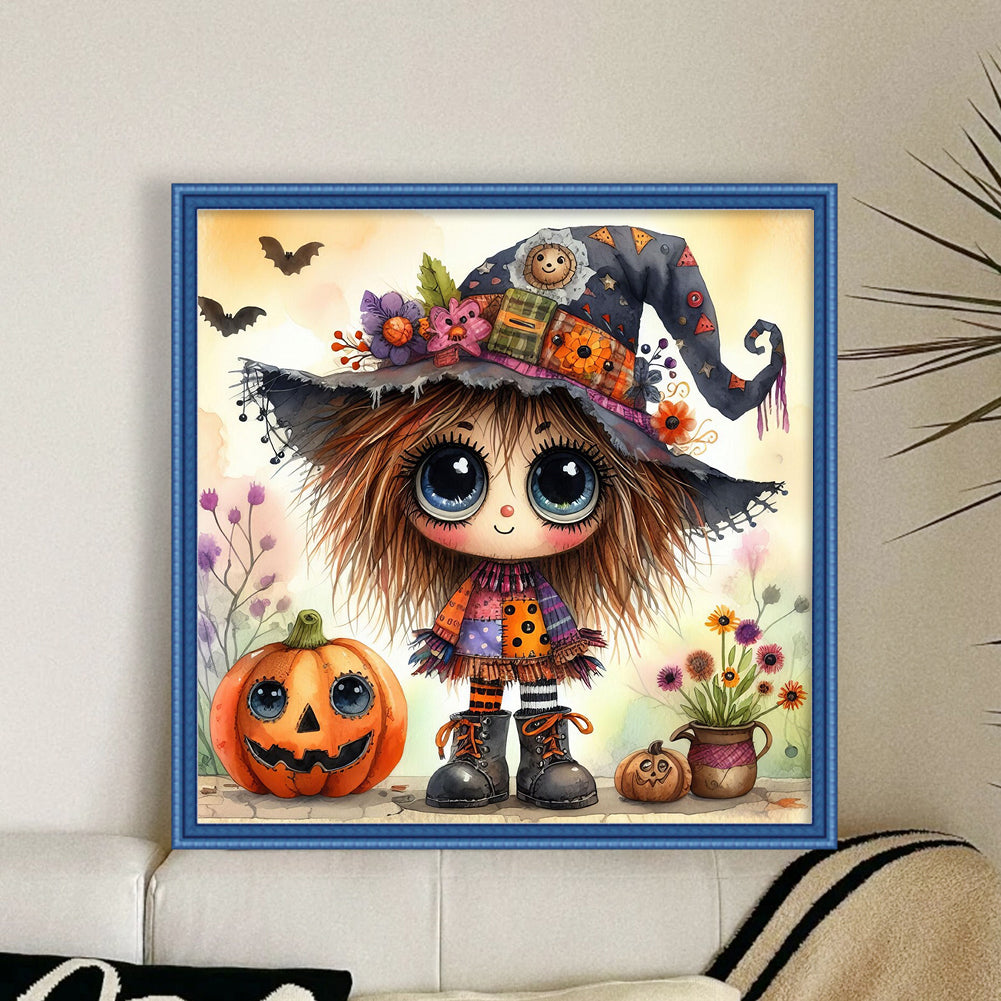 Cute Halloween Witch - 11CT Stamped Cross Stitch 40*40CM