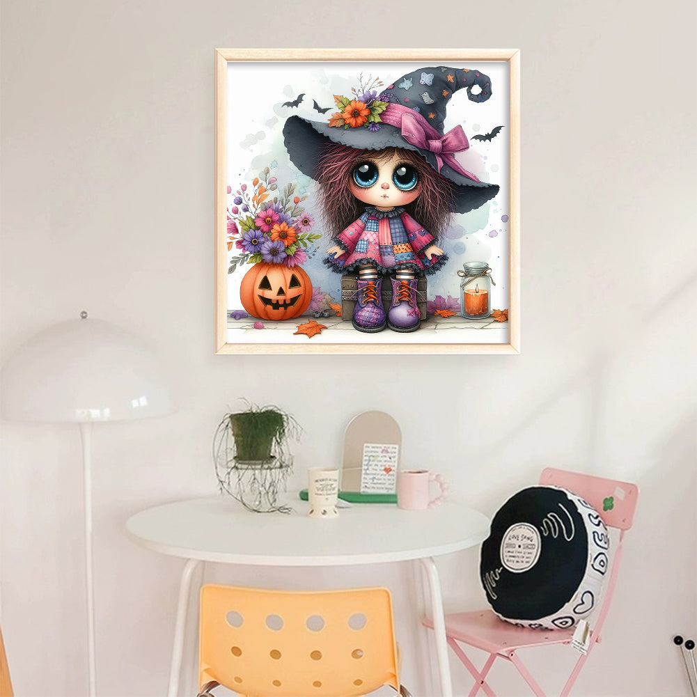 Cute Halloween Witch - 11CT Stamped Cross Stitch 40*40CM