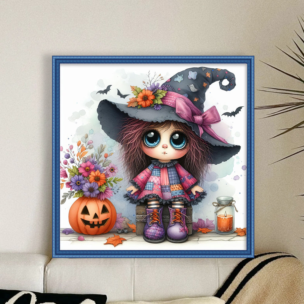 Cute Halloween Witch - 11CT Stamped Cross Stitch 40*40CM