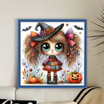 Cute Halloween Witch - 11CT Stamped Cross Stitch 40*40CM