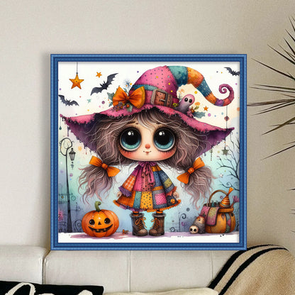 Cute Halloween Witch - 11CT Stamped Cross Stitch 40*40CM