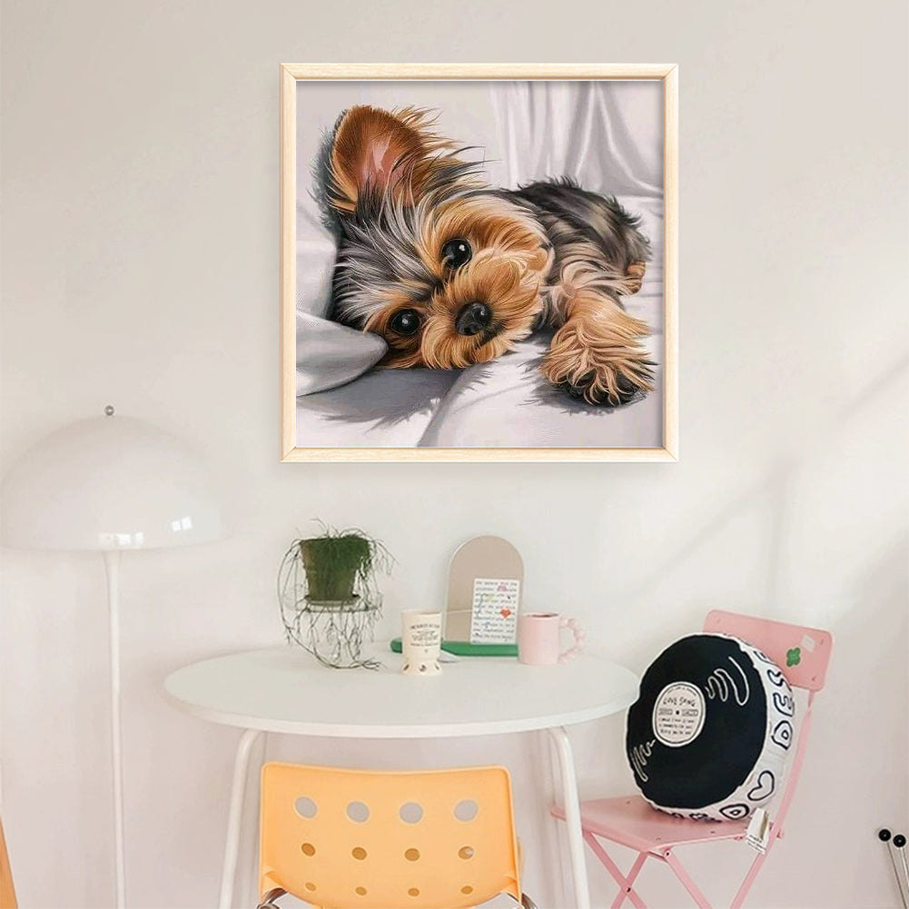 Lying Puppy - 11CT Stamped Cross Stitch 40*40CM