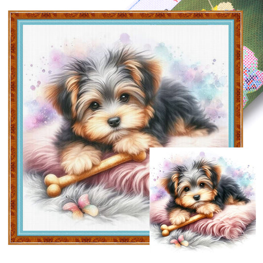 Bone Puppy - 11CT Stamped Cross Stitch 40*40CM