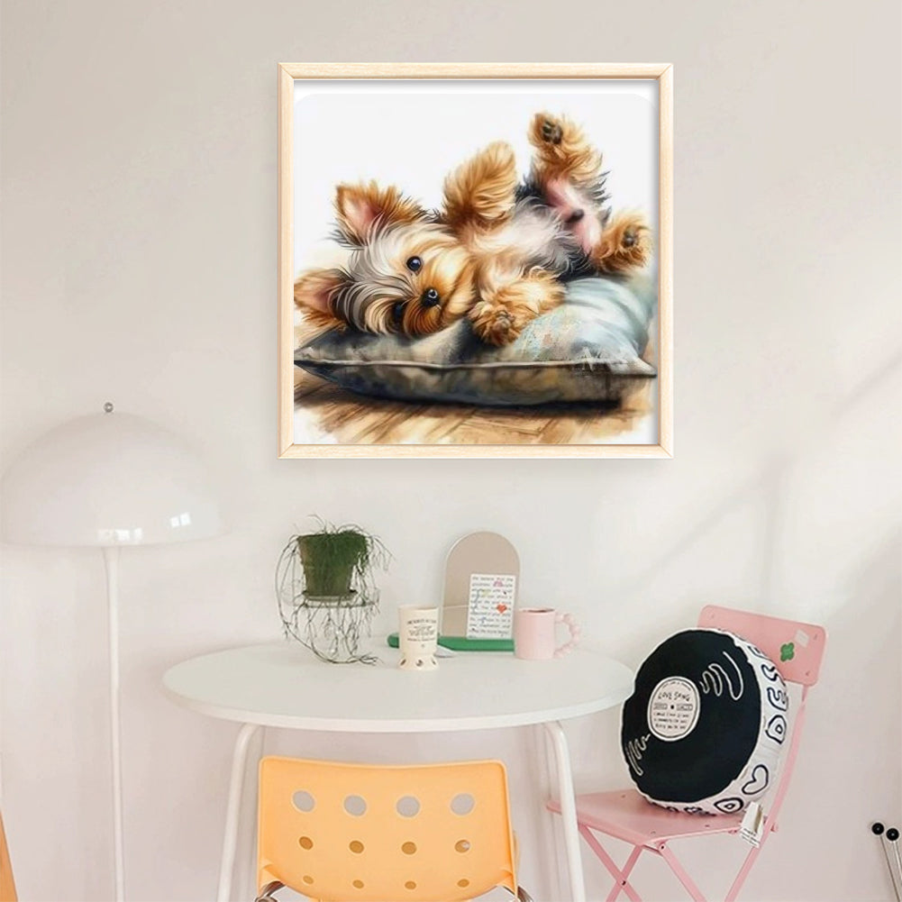 Puppy With Pillow - 11CT Stamped Cross Stitch 40*40CM