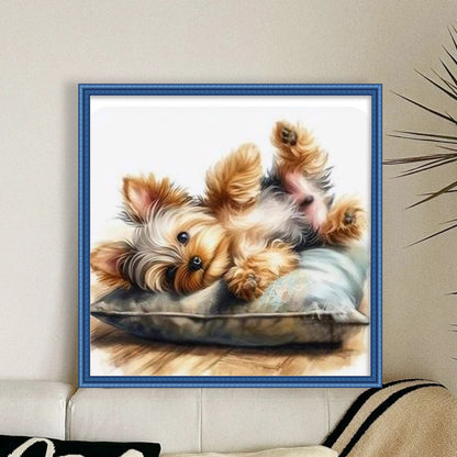 Puppy With Pillow - 11CT Stamped Cross Stitch 40*40CM