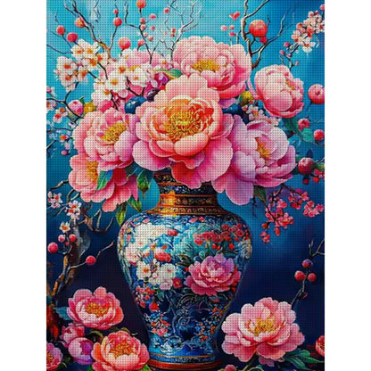 Blooming Vase - 11CT Stamped Cross Stitch 50*68CM(Mona Lisa Brand)