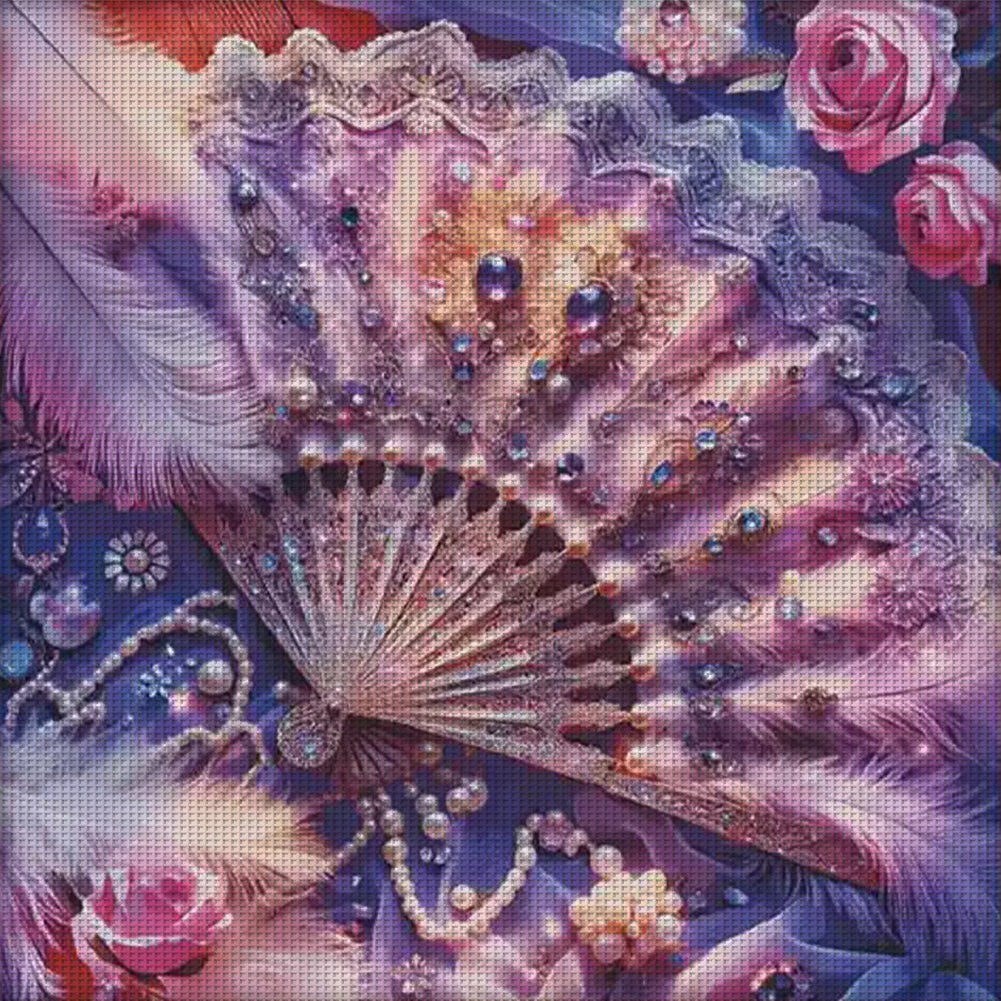 Feather Fan - 11CT Stamped Cross Stitch 75*75CM(Mona Lisa Brand)