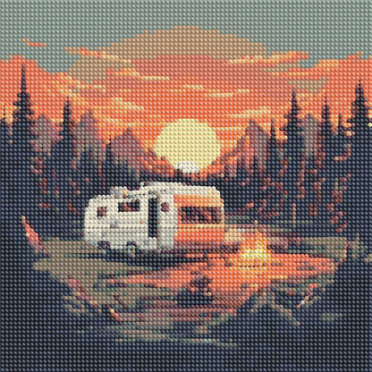 Camping Car - Full Round Drill Diamond Painting 30*30CM