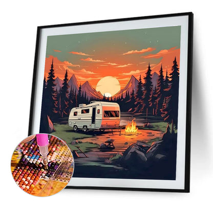 Camping Car - Full Round Drill Diamond Painting 30*30CM