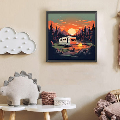 Camping Car - Full Round Drill Diamond Painting 30*30CM