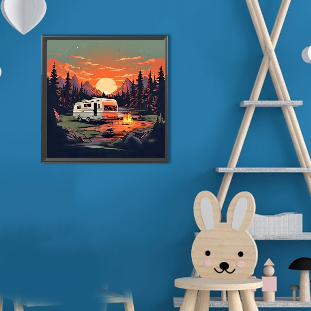 Camping Car - Full Round Drill Diamond Painting 30*30CM