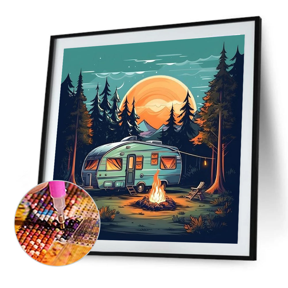 Camping Car - Full Round Drill Diamond Painting 30*30CM