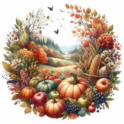Autumn Scene - 11CT Stamped Cross Stitch 45*45CM