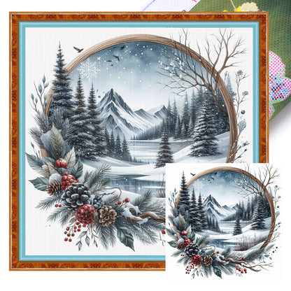 Winter Scene - 11CT Stamped Cross Stitch 45*45CM