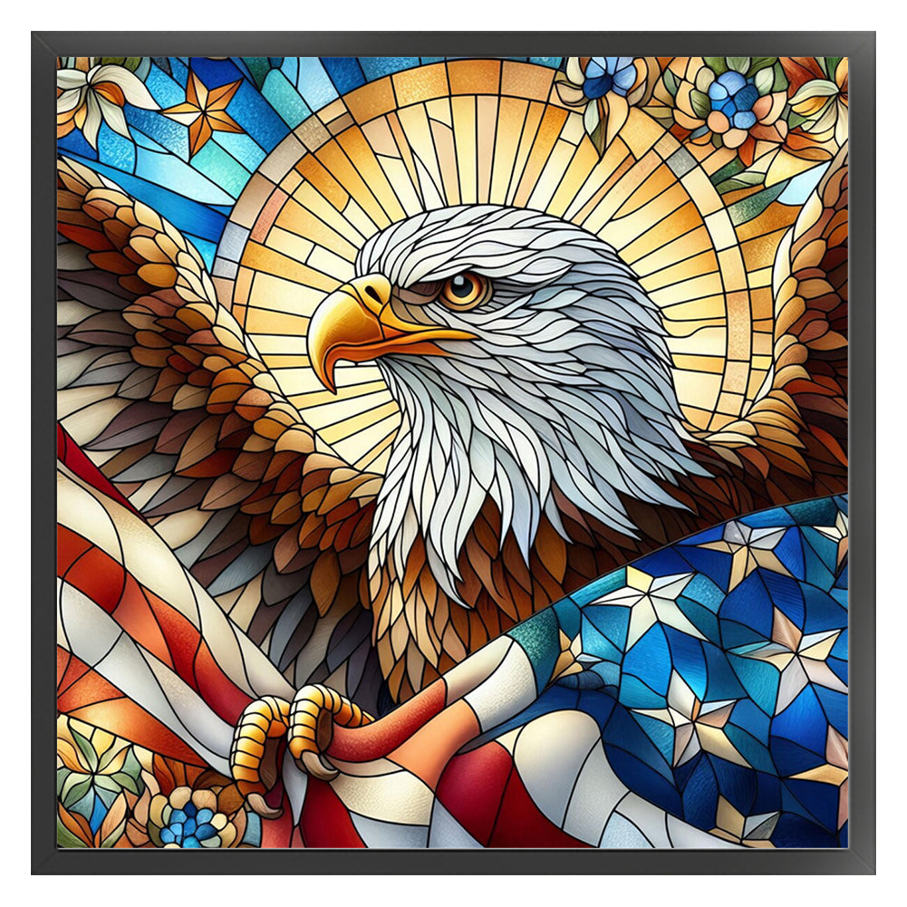 Glass Painting Eagle - 11CT Stamped Cross Stitch 45*45CM