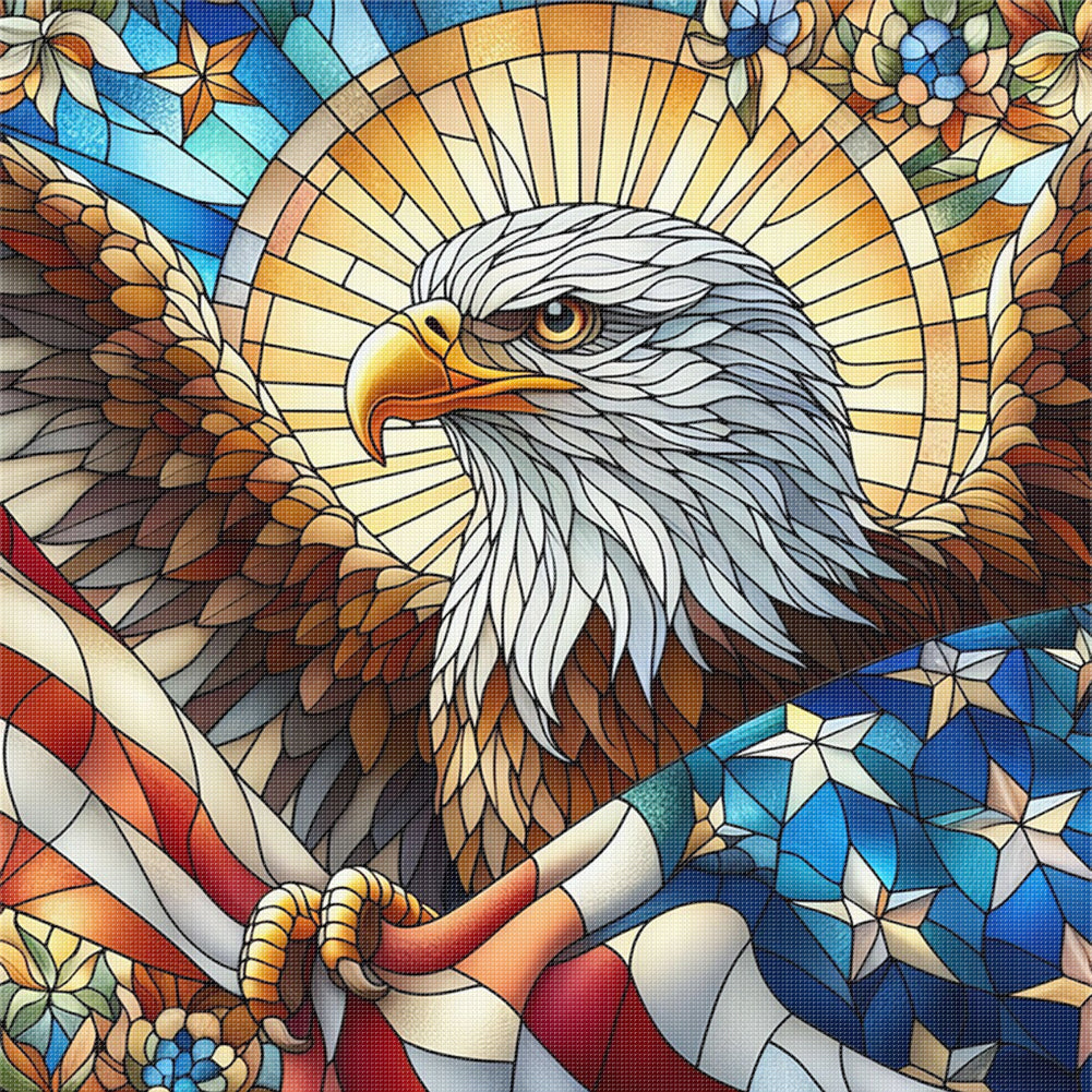 Glass Painting Eagle - 11CT Stamped Cross Stitch 45*45CM