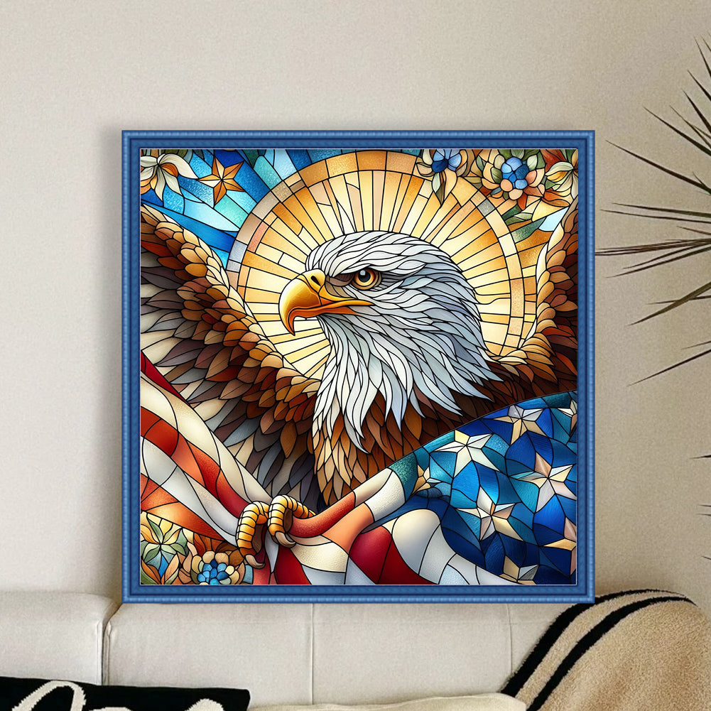Glass Painting Eagle - 11CT Stamped Cross Stitch 45*45CM