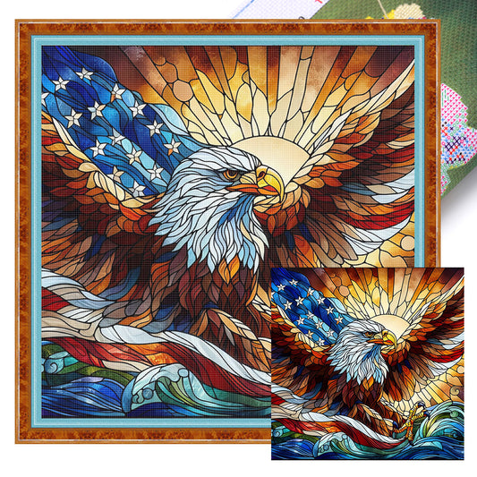 Glass Painting Eagle - 11CT Stamped Cross Stitch 45*45CM