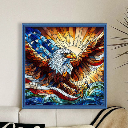 Glass Painting Eagle - 11CT Stamped Cross Stitch 45*45CM