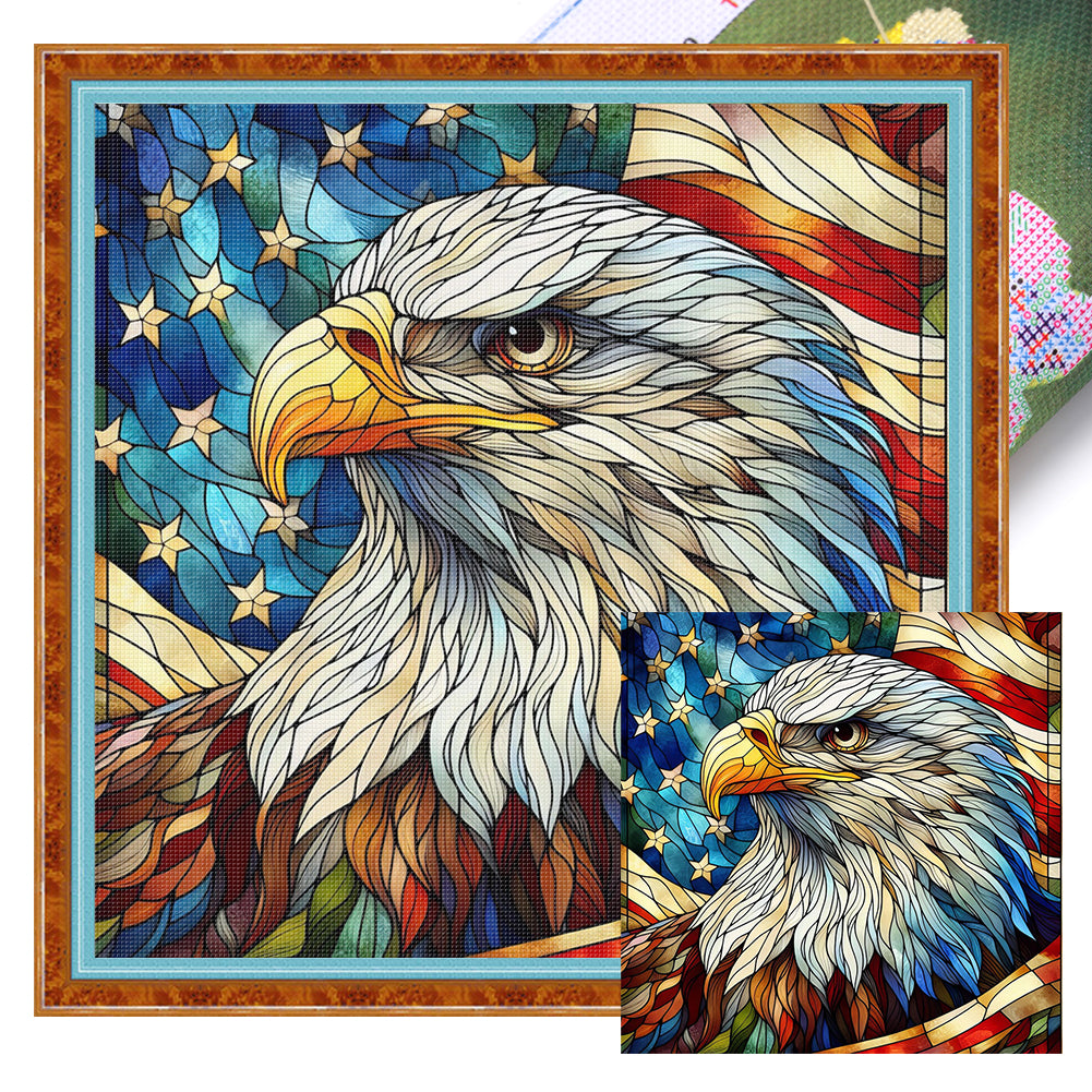 Glass Painting Eagle - 11CT Stamped Cross Stitch 45*45CM